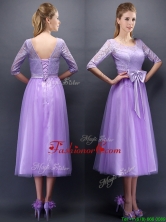 2016 Cheap See Through Scoop Half Sleeves Prom Dress with Bowknot BMT0107-5FOR