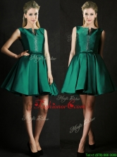 2016 Classical A Line Green Short Prom Dress with Beading and Belt BMT0150FOR