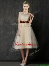 2016 Classical See Through Scoop Prom Dress with Bowknot and Lace BMT0143DFOR