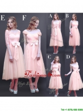 2016 Gorgeous Off the Shoulder Cap Sleeves Prom  Dress with Bowknot BMT0106FOR