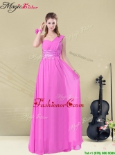 2016 Hot Sale Empire One Shoulder Prom Dresses with Belt BMT008-2BFOR