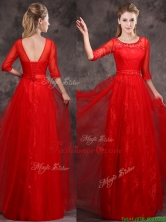 2016 Latest Applique and Beaded Red Prom Dress in Tulle and Lace BMT0160-2FOR