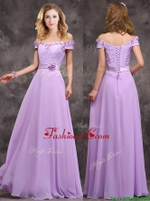 2016 Latest Off The Shoulder Long Prom Dress with Hand Made Flowers BMT0170BFOR