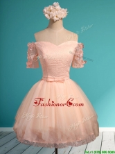 2016 Luxurious Off the Shoulder Short Prom Dress with Appliques and Belt BMT0127AFOR