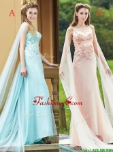 2016 Modern Bateau Applique Decorated Bodice Prom Dress with Watteau Train BMT0173FOR