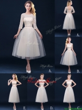 2016 New Arrivals Tea Length Tulle Prom Dress in Champagne BMT0185FOR