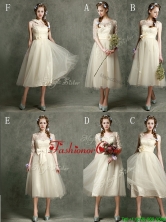 2016 New Arrivals Tea Length Tulle Prom Dress in Champagne BMT097FOR