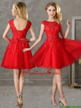 2016 Romantic Bateau Cap Sleeves Short Prom Dress with Lace BMT0137BFOR