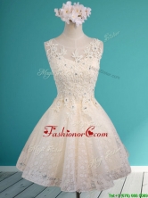 2016 See Through Scoop Short Prom Dress with Beading and Appliques BMT0120BFOR