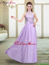 2016 Sweet High Neck Lace Lavender Prom Dresses BMT066AFOR