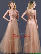 2016 Top Selling V Neck Long Prom Dress with Appliques and Beading BMT0135AFOR