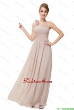 Beautiful Ruched Champagne Prom Dresses with One Shoulder DBEE008FOR