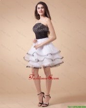 Beautiful Sequined White and Black Prom Dresses with Mini Length DBEE065FOR