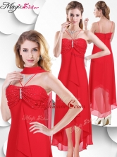 Best Spaghetti Straps High Low Red Prom Dress with Beading SWPD010FBFOR