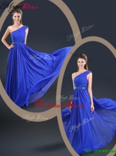 Cheap 2016 Fall One Shoulder Blue Prom Dresses with Belt YCPD034FOR