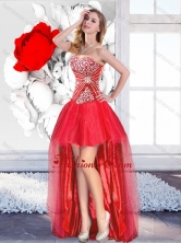 Classical Red High Low 2016 Prom Gowns with A Line SJQDDT126004FOR