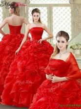 Classical Red Quinceanera Gowns with Beading and Ruffles YCQD004FOR