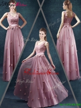 Classical V Neck Prom Dresses with Appliques and Belt YCPD033FOR