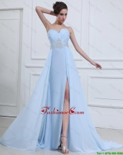 Customize Sweetheart Appliques and Beading Prom Dresses in Light Blue DBEE538FOR