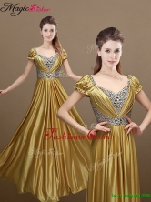 Elegant Empire Short Sleeves Beading Prom Dresses for 2016 YCPD003FOR