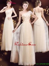Elegant One Shoulder Prom Dresses with Appliques and Beading YCPD038FOR