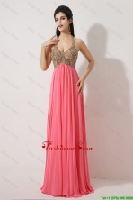 Gorgeous Halter Top Brush Train Prom Dresses in Watermelon Red DBEE369FOR