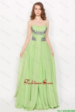 Hot Sale Strapless Brush Train Prom Dresses in Apple Green DBEE081FOR
