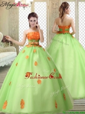 Latest Strapless Prom Dresses with  Appliques and Belt  YCQD075FOR