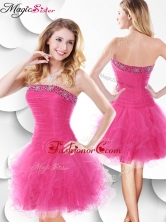 Luxurious Strapless Hot Pink Prom Dress with Beading and Ruffles SWPD006FBFOR