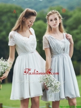 New Short Sleeves Prom Dress with Belt and Lace BMT0102FOR