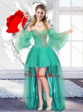 Perfect Beaded Sweetheart Prom Dresses with High Low SJQDDT123004FOR