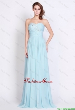 Popular Light Blue Brush Train Prom Dresses with Side Zipper DBEE038FOR