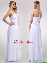 Sexy Empire Chiffon Beaded Side Zipper White Prom Dress with One Shoulder THPD259FOR