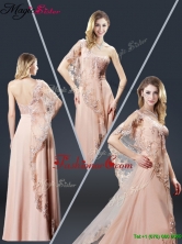 Spring Luxurious One Shoulder Appliques Prom Dresses in Peach YCPD044FOR