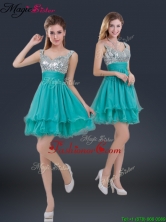 Sweet Short Straps Paillette Prom Dresses for 2016 BMT072AFOR