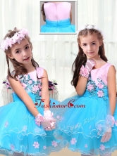 2016 Cute Scoop Short Little Girl Dress with Appliques LTG231FOR 