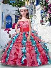 2016 Pretty Ball Gown Spaghetti Straps Mini Quinceanera Dresses with Beading and Ruffles PAG239FOR