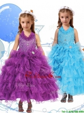 Affordable Halter Top Little Girl Pageant Dress with Beading and Ruffled Layers THLG050FOR
