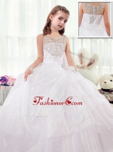 Beautiful Scoop White Little Girl Pageant Dresses with Beading PAG218FOR  