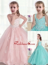 Beautiful Straps Little Girl Pageant Dresses with Appliques and Beading PAG217FOR     