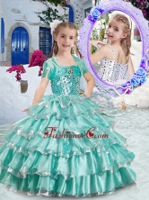 Classical Ball Gown Apple Green Mini Quinceanera Dresses with Ruffled Layers PAG290FOR