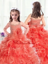 Fashionable Straps Little Girl Pageant Dresses with Beading and Ruffles PAG226FOR 