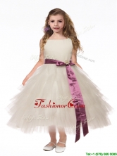 Lovely Scoop White Mini Quinceanera Dresses with Bowknot and Ruffled Layers THLG031FOR