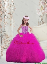 Modern Ball Gown Fuchsia Mini Quinceanera Dresses with Beading and Ruffles LGDTA5002-2FOR