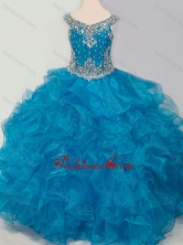 New Style Baby Blue Mini Quinceanera Dress with Beading and Ruffles SWLG007FOR