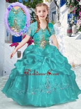 New Style Halter Top Bubles Mini Quinceanera Dresses in Turquoise PAG273FOR