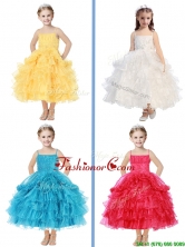 Romantic Spaghetti Straps Little Girl Pageant Dress with Beading and Ruffled Layers THLG074FOR
