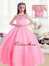 Sweet Ball Gown Cap Sleeves Little Girl Pageant Dresses with Beading PAG215FOR 