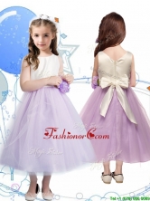 Wonderful Scoop Little Girl Pageant Dress with Hand Made Flowers and Bowknot THLG042FOR