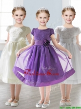 Wonderful Scoop Short Sleeves Mini Quinceanera Dresses with Appliques and  Lace THLG023FOR